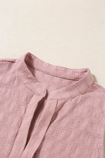 Load image into Gallery viewer, Light French Beige Lattice Textured Split Neck Tank Top - Fashion Queen - 24