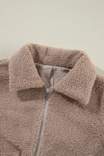Load image into Gallery viewer, Light French Beige Zipper Pocketed Winter Fuzzy Jacket - Fashion Queen - 12