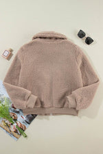 Load image into Gallery viewer, Light French Beige Zipper Pocketed Winter Fuzzy Jacket - Fashion Queen - 6