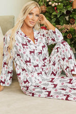 Load image into Gallery viewer, Light Grey Christmas Printed Shirt and Pants Pajama Set - Fashion Queen - 17