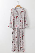 Load image into Gallery viewer, Light Grey Christmas Printed Shirt and Pants Pajama Set - Fashion Queen - 9