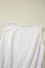 Load image into Gallery viewer, Light Grey Solid Color Crew Neck Drawstring High Waist Sleeveless Jumpsuit - Fashion Queen - 3