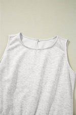 Load image into Gallery viewer, Light Grey Solid Color Crew Neck Drawstring High Waist Sleeveless Jumpsuit - Fashion Queen - 9