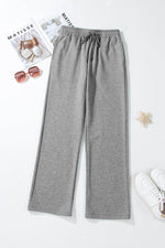 Load image into Gallery viewer, Light Grey Solid Color Fleece Lined Drawstring Waist Casual Pants - Fashion Queen - 12