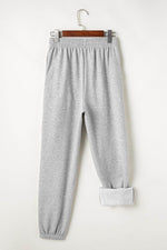 Load image into Gallery viewer, Light Grey Solid Color Fleece Lined Drawstring Waist Joggers - Fashion Queen - 12