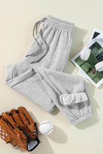 Load image into Gallery viewer, Light Grey Solid Color Fleece Lined Drawstring Waist Joggers - Fashion Queen - 13