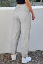 Load image into Gallery viewer, Light Grey Solid Color Fleece Lined Drawstring Waist Joggers - Fashion Queen - 2