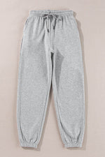 Load image into Gallery viewer, Light Grey Solid Color Fleece Lined Drawstring Waist Joggers - Fashion Queen - 8