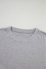 Load image into Gallery viewer, Light Grey Solid Color Loose Tunic Top and Slim Shorts Set - Fashion Queen - 17