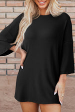 Load image into Gallery viewer, Light Grey Solid Color Loose Tunic Top and Slim Shorts Set - Fashion Queen - 25