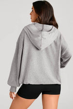 Load image into Gallery viewer, Light Grey Solid Kangaroo Pocket Half Zipper Oversized Hoodie - Fashion Queen - 2