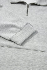 Load image into Gallery viewer, Light Grey Stand Neck Zipped Sweatshirt and Shorts Set - Fashion Queen - 15