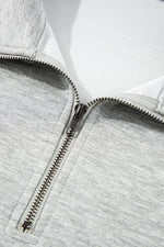 Load image into Gallery viewer, Light Grey Stand Neck Zipped Sweatshirt and Shorts Set - Fashion Queen - 16