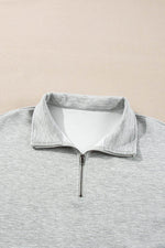 Load image into Gallery viewer, Light Grey Stand Neck Zipped Sweatshirt and Shorts Set - Fashion Queen - 17