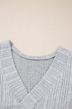 Load image into Gallery viewer, Light Grey Textured Crossover Backless Knit Long Sleeve Top - Fashion Queen - 11