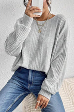 Load image into Gallery viewer, Light Grey Textured Crossover Backless Knit Long Sleeve Top - Fashion Queen - 4