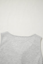 Load image into Gallery viewer, Light Grey Waffle Knit Sleeveless Buttoned Front Drawstring Waist Romper - Fashion Queen - 18