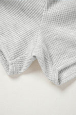 Load image into Gallery viewer, Light Grey Waffle Knit Sleeveless Buttoned Front Drawstring Waist Romper - Fashion Queen - 20