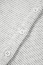 Load image into Gallery viewer, Light Grey Waffle Knit Sleeveless Buttoned Front Drawstring Waist Romper - Fashion Queen - 22