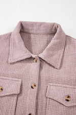 Load image into Gallery viewer, Light Pink Corduroy Flap Pocket Button Up Shacket - Fashion Queen - 13