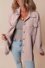 Load image into Gallery viewer, Light Pink Corduroy Flap Pocket Button Up Shacket - Fashion Queen - 3