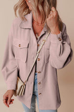 Load image into Gallery viewer, Light Pink Corduroy Flap Pocket Button Up Shacket - Fashion Queen - 4