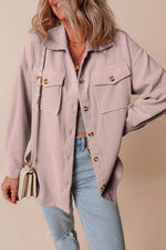 Load image into Gallery viewer, Light Pink Corduroy Flap Pocket Button Up Shacket - Fashion Queen - 5