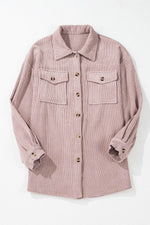 Load image into Gallery viewer, Light Pink Corduroy Flap Pocket Button Up Shacket - Fashion Queen - 7