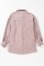 Load image into Gallery viewer, Light Pink Corduroy Flap Pocket Button Up Shacket - Fashion Queen - 8
