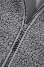 Load image into Gallery viewer, Medium Grey Fleece Zip Up Drawstring Hooded Pocketed Jacket - Fashion Queen - 15