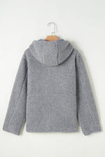 Load image into Gallery viewer, Medium Grey Fleece Zip Up Drawstring Hooded Pocketed Jacket - Fashion Queen - 28