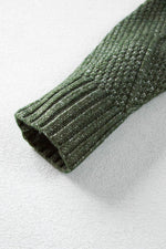 Load image into Gallery viewer, Mist Green Cable Knit Drop Shoulder Loose Fit Sweater Dress - Fashion Queen - 13