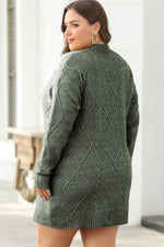 Load image into Gallery viewer, Mist Green Cable Knit Drop Shoulder Loose Fit Sweater Dress - Fashion Queen - 4