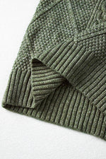 Load image into Gallery viewer, Mist Green Cable Knit Drop Shoulder Loose Fit Sweater Dress - Fashion Queen - 9