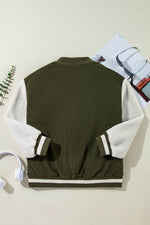 Load image into Gallery viewer, Mist Green Corduroy Fleece Patchwork Buttoned Bomber Jacket - Fashion Queen - 7