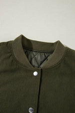 Load image into Gallery viewer, Mist Green Corduroy Fleece Patchwork Buttoned Bomber Jacket - Fashion Queen - 9