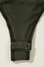 Load image into Gallery viewer, Moss Green Ruched Wrap V Neck Long Sleeve Bodysuit - Fashion Queen - 12