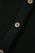 Load image into Gallery viewer, Moss Green Waffle Knit Patchwork Buttoned Oversized Shacket - Fashion Queen - 11