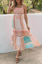 Load image into Gallery viewer, Multicolor Boho Patchwork Print Square Neck Sundress - Fashion Queen - 13