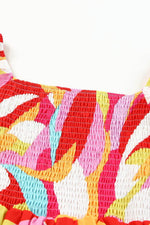 Load image into Gallery viewer, Multicolor Geometric Print Smocked Babydoll Mini Dress - Fashion Queen - 8