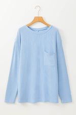 Load image into Gallery viewer, Myosotis Plus Size Ribbed Textured Long Sleeve T Shirt - Fashion Queen - 6