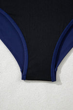 Load image into Gallery viewer, Navy Blue Abstract Print Frilled Trim Spaghetti Straps Tankini Set - Fashion Queen - 20