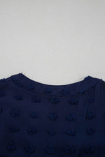 Load image into Gallery viewer, Navy Blue Dotty Textured Notched Neck Plus Ruffled Dress - Fashion Queen - 5