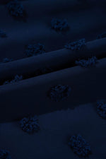 Load image into Gallery viewer, Navy Blue Dotty Textured Notched Neck Plus Ruffled Dress - Fashion Queen - 7