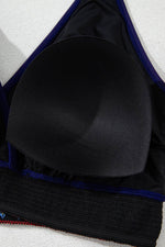 Load image into Gallery viewer, Navy Blue Embroidered Trim Wrap Tie Knot Plus Size High Waisted Bikini - Fashion Queen - 19