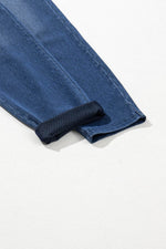 Load image into Gallery viewer, Navy Blue Skinny Elastic Waist Ankle Length Mid Waist Jeggings with Pockets - Fashion Queen - 10