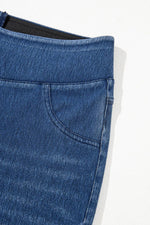 Load image into Gallery viewer, Navy Blue Skinny Elastic Waist Ankle Length Mid Waist Jeggings with Pockets - Fashion Queen - 12