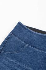 Load image into Gallery viewer, Navy Blue Skinny Elastic Waist Ankle Length Mid Waist Jeggings with Pockets - Fashion Queen - 13