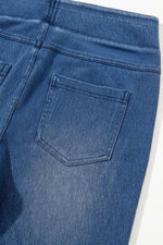 Load image into Gallery viewer, Navy Blue Skinny Elastic Waist Ankle Length Mid Waist Jeggings with Pockets - Fashion Queen - 9