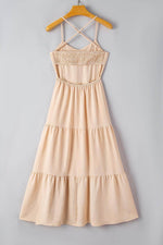 Load image into Gallery viewer, Oatmeal Crossover Backless Bodice Tiered Maxi Dress - Fashion Queen - 6